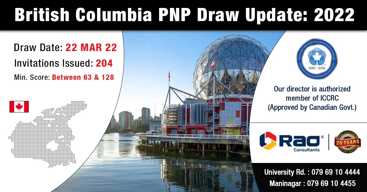 British Columbia PNP issued 204 Invitation to Apply on March 22, 2022
