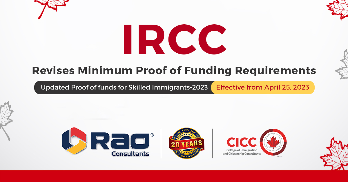 IRCC revises minimum “PROOF OF FUNDING” requirements