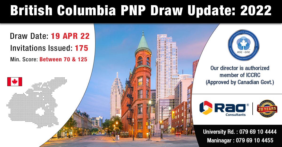 British Columbia PNP Draw Invited 175 Plus Fresh Applications for PR